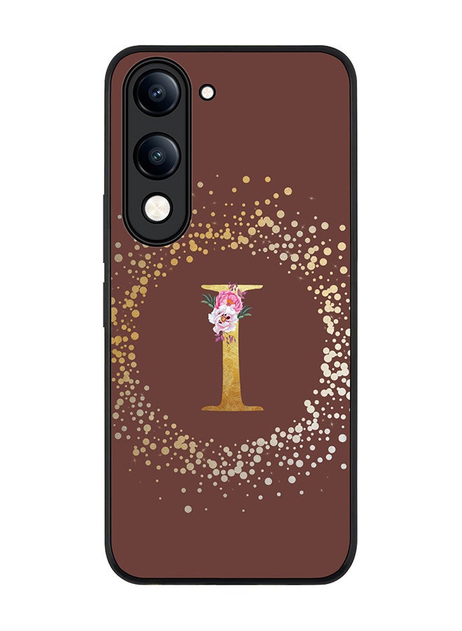 For vivo Y29s 5G / Y19s 5G Case,Slim fit Camera Protection, Shockproof Thin Phone cover  - Custom Monogram Floral - I  (Brown )